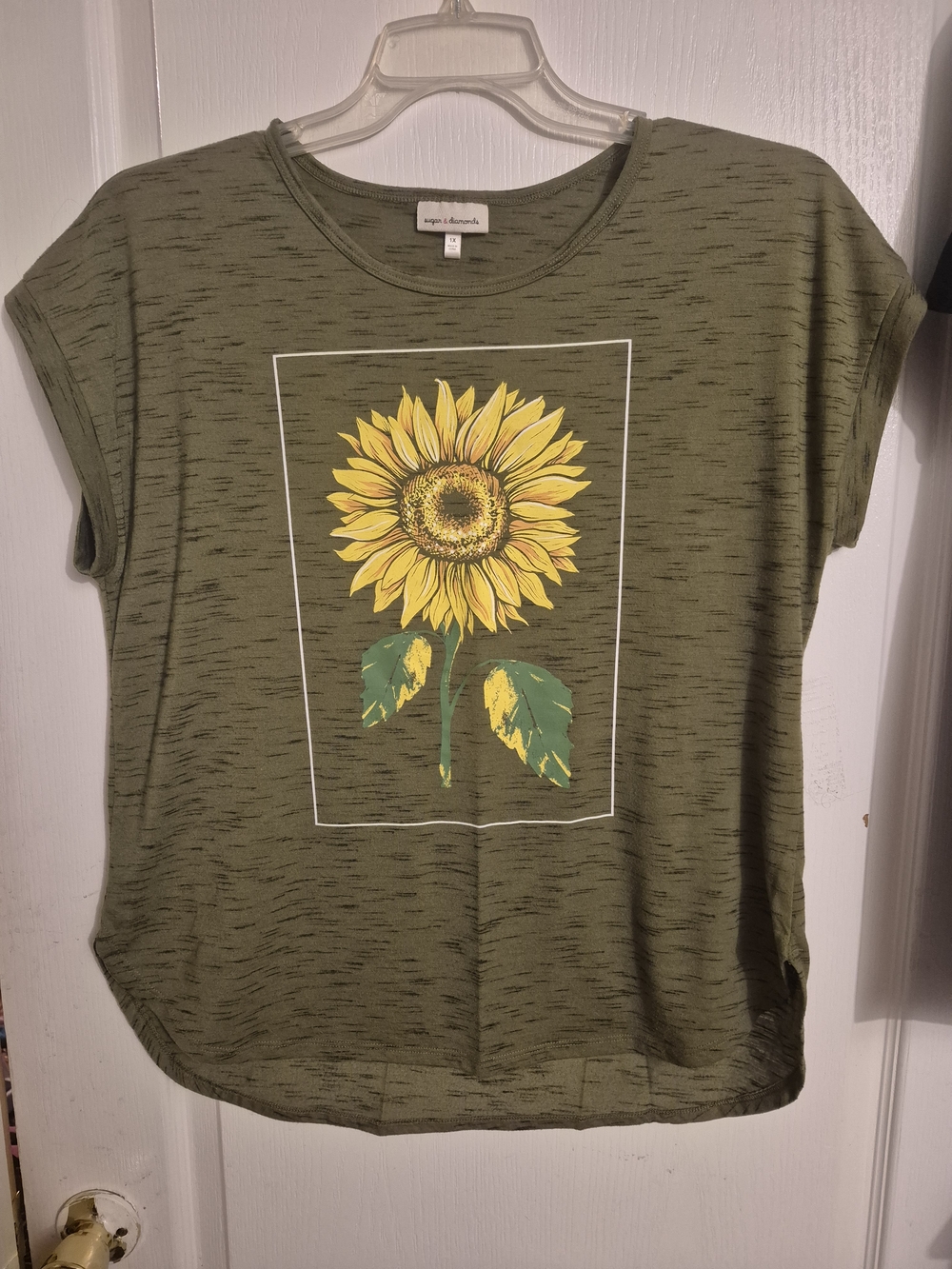 Olive Green Sunflower Graphic Short Sleeve Tee